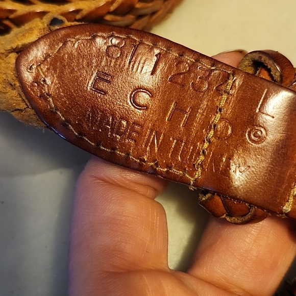 ECHO Made In Turkey Brown Leather Braided Belt - Picture 2 of 16